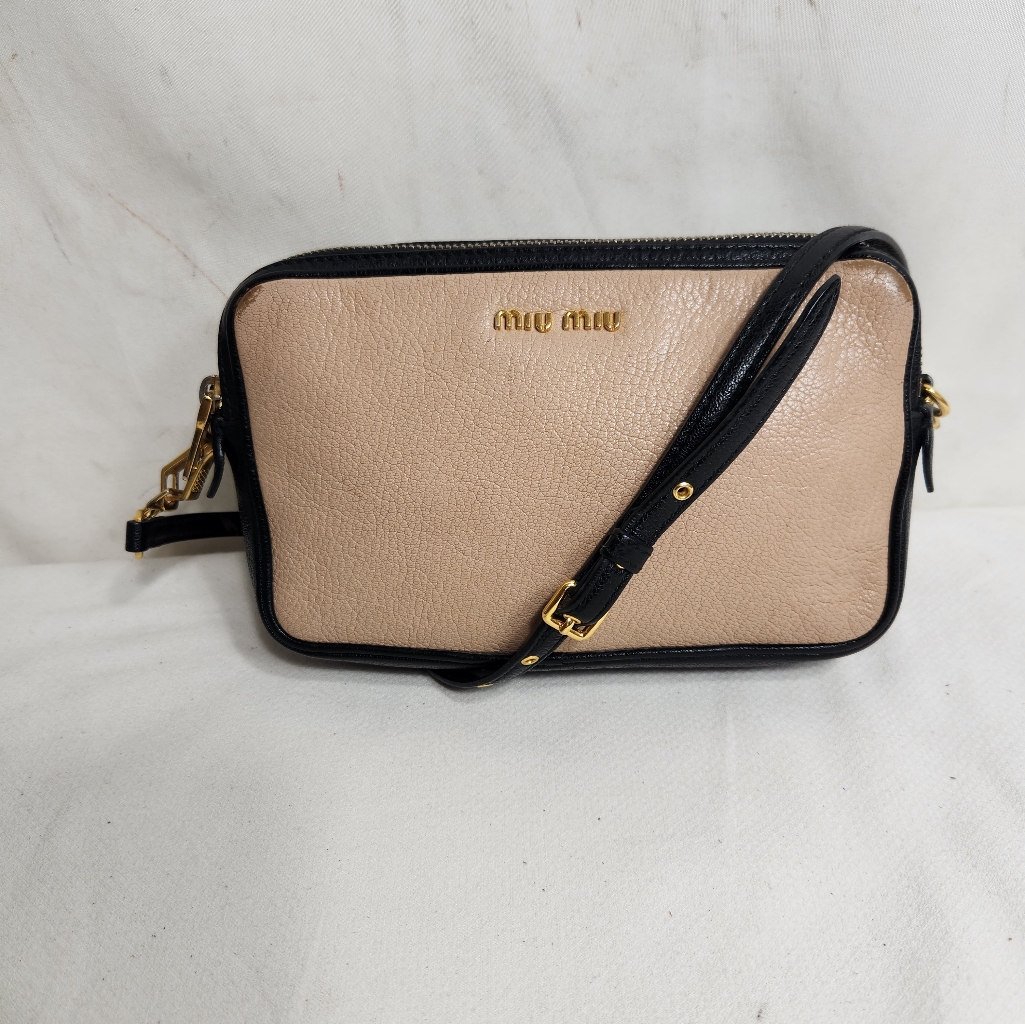 Miu Miu Beige And Black Crossbody Bag